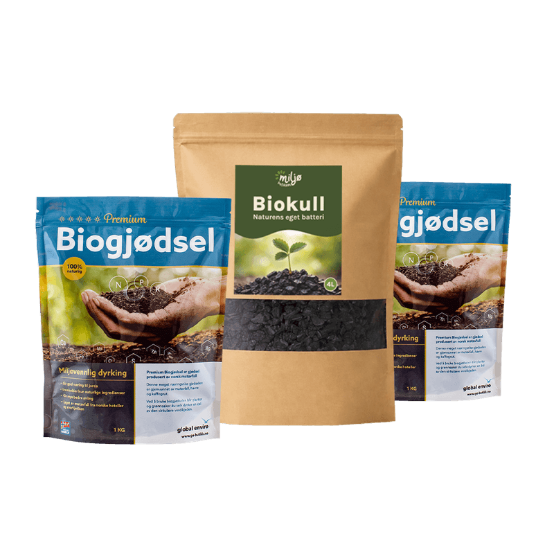 Næringspakke: Biogjødsel x 2 + Biokull